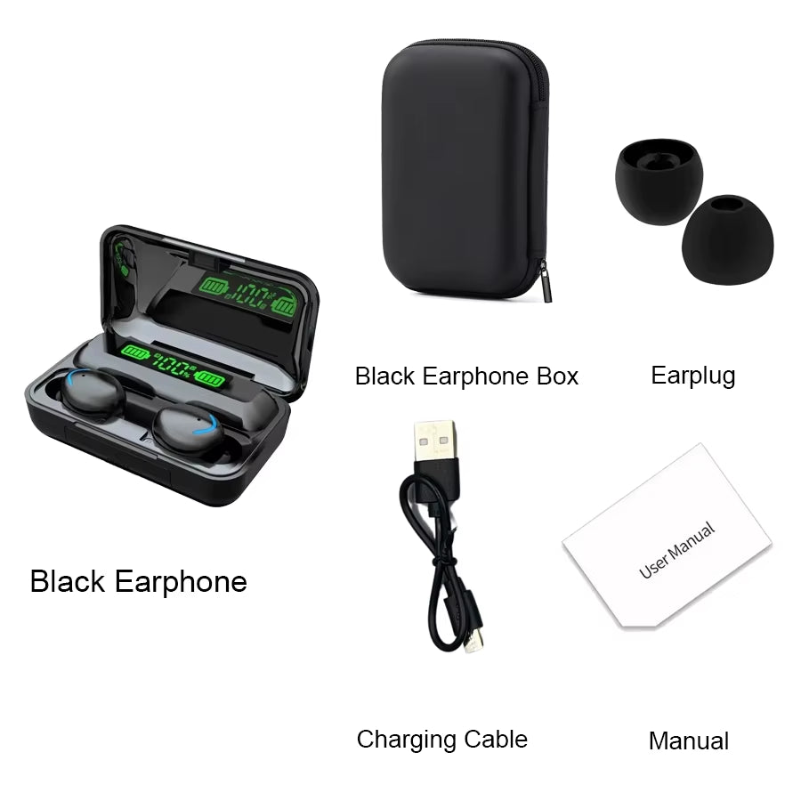 F9 Wireless Earphones Bluetooth TWS LED Dislpaly Binaural Headset Waterproof HD Calling CVC 8.0 Noise Reduction Headphones