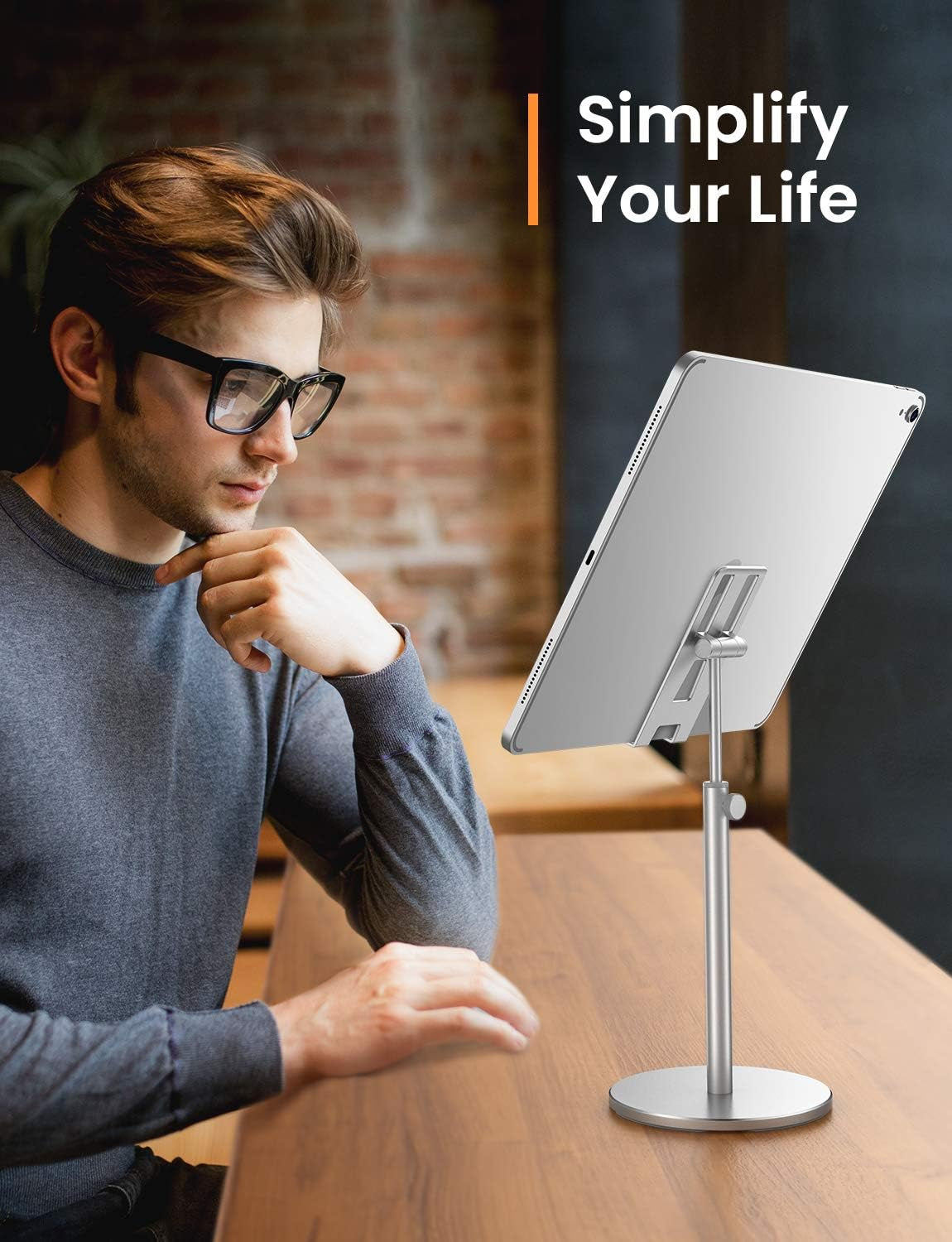 12" Phone Screen Magnifier - Minimalist Style, Compatible with Iphone 12 Series & Ipad Pro (5Th Gen), Height Adjustable, Silver